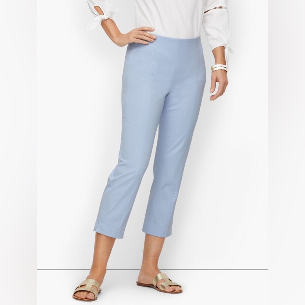 NWT $90 Talbots Chatham Crop Pants Light Blue Size 2 Bi-Stretch Slim Leg